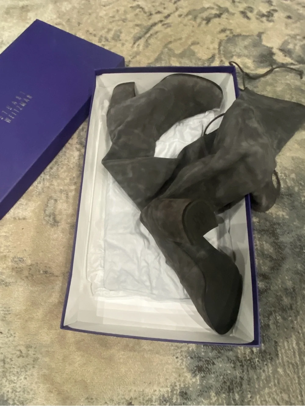 Stuart Weitzman Gray Suede Over-the-Knee Boots